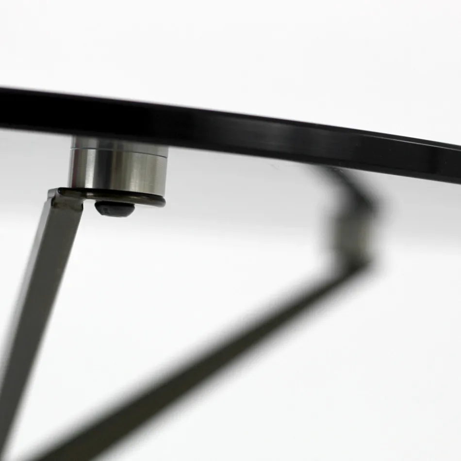 Coffee Table with Round Glass Top and 3 Legs Made in Italy - Siste Viadurini