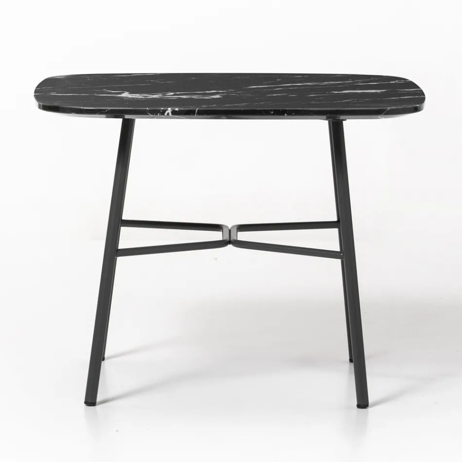 Coffee Table with Square Marble Top Made in Italy - Makino Viadurini