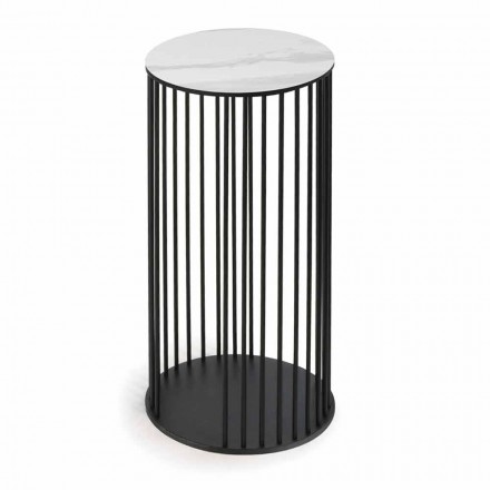 Coffee Table with Round Ceramic Top Made in Italy - Montebianco Viadurini