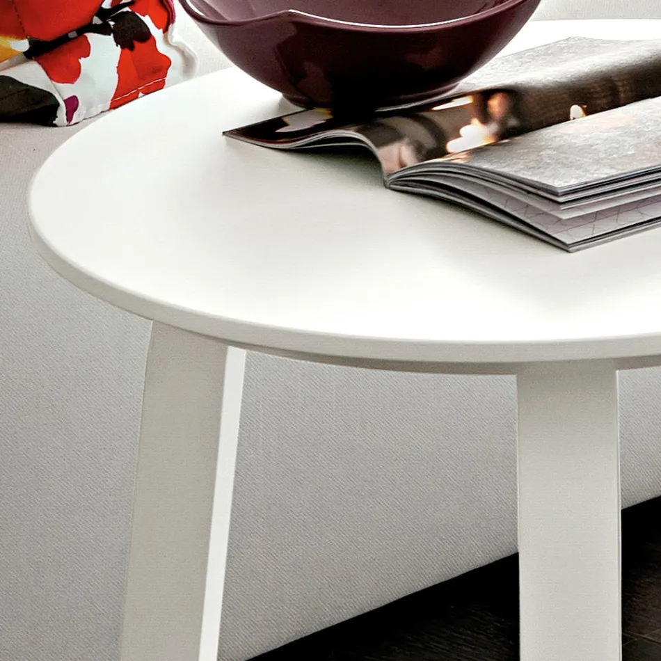 Living Room Coffee Table with Round Lacquered MDF Top Made in Italy, Precious - Tobiko Viadurini