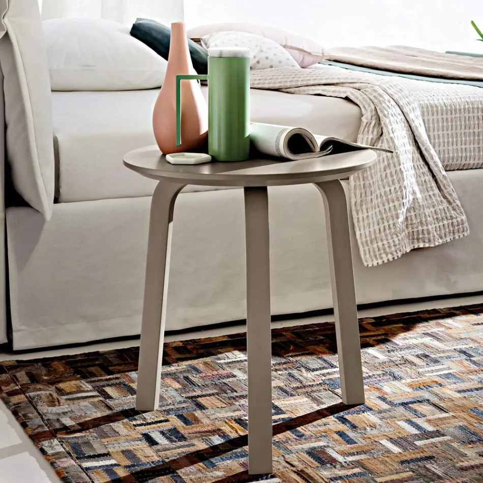 Living Room Coffee Table with Round Lacquered MDF Top Made in Italy, Precious - Tobiko Viadurini