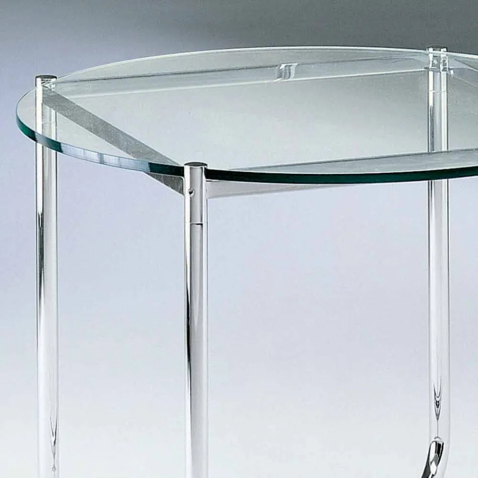Coffee Table with Round Glass Top Made in Italy - Costanza Viadurini