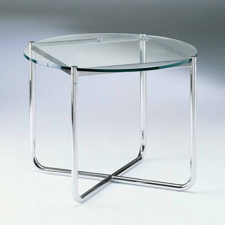 Coffee Table with Round Glass Top Made in Italy - Costanza Viadurini