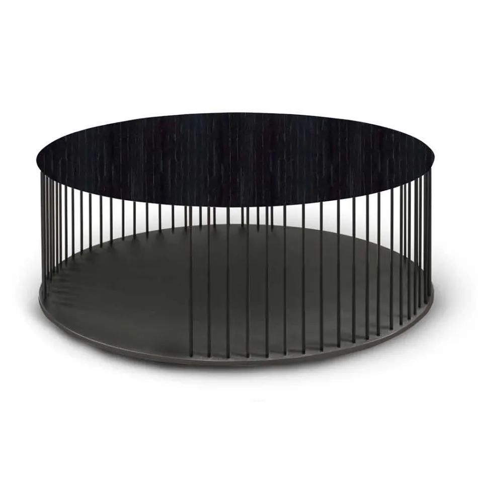 Coffee Table with Round Wooden Top Made in Italy - Montebianco Viadurini