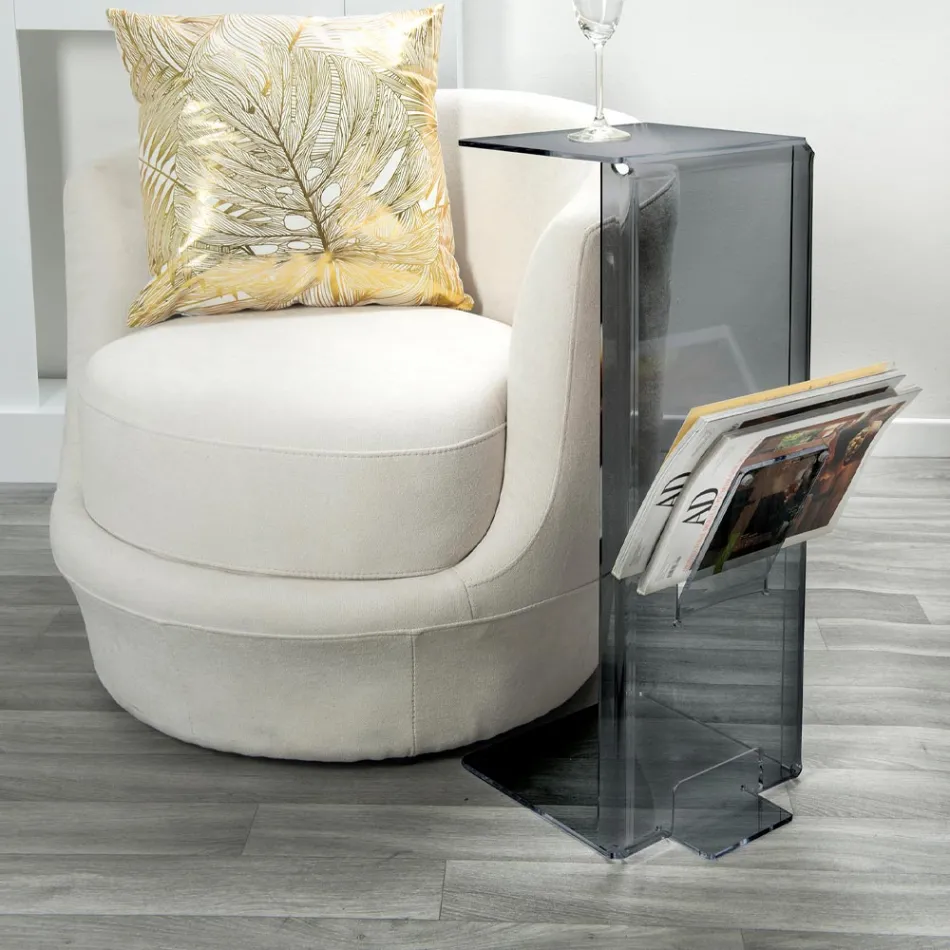 Coffee Table with Plexiglass Magazine Rack Made in Italy - Belle Viadurini