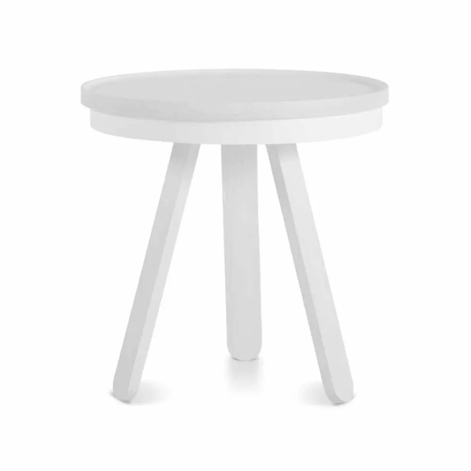 Design Coffee Table with Round Top and Solid Wood Legs - Salerno Viadurini