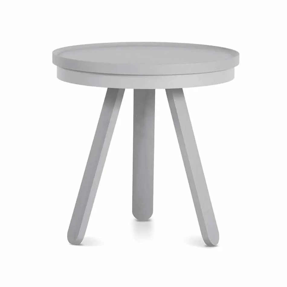 Design Coffee Table with Round Top and Solid Wood Legs - Salerno Viadurini