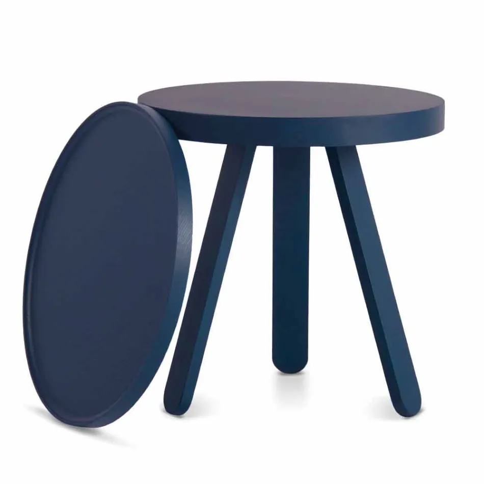 Design Coffee Table with Round Top and Solid Wood Legs - Salerno Viadurini
