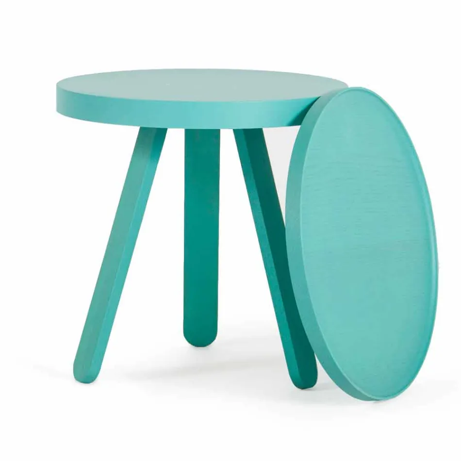 Design Coffee Table with Round Top and Solid Wood Legs - Salerno Viadurini