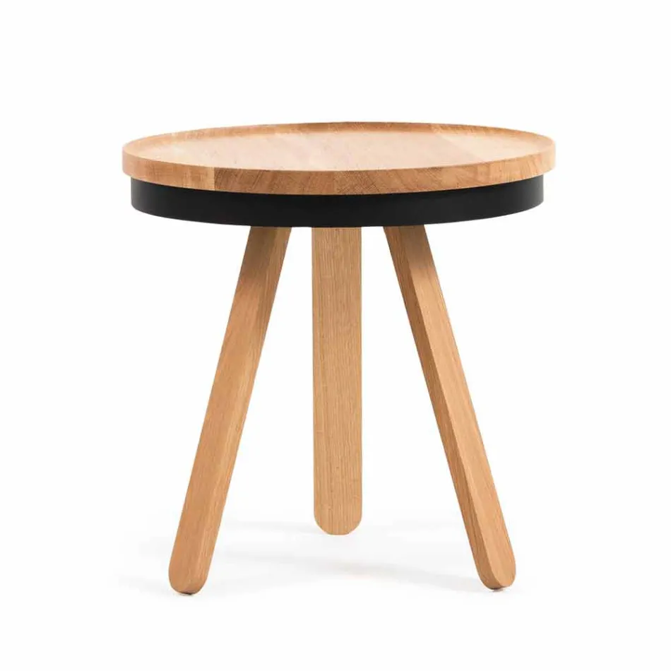 Design Coffee Table with Round Top and Solid Wood Legs - Salerno Viadurini