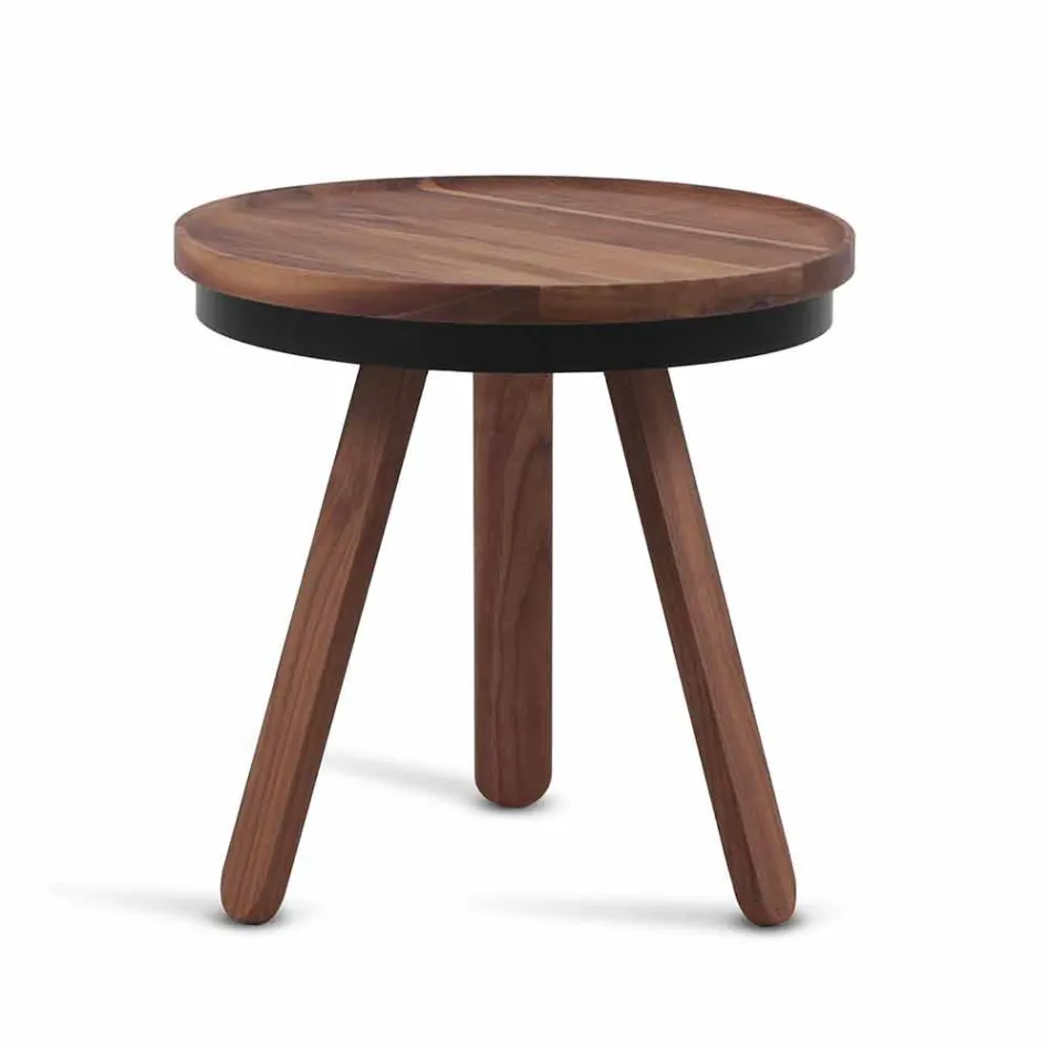 Design Coffee Table with Round Top and Solid Wood Legs - Salerno Viadurini