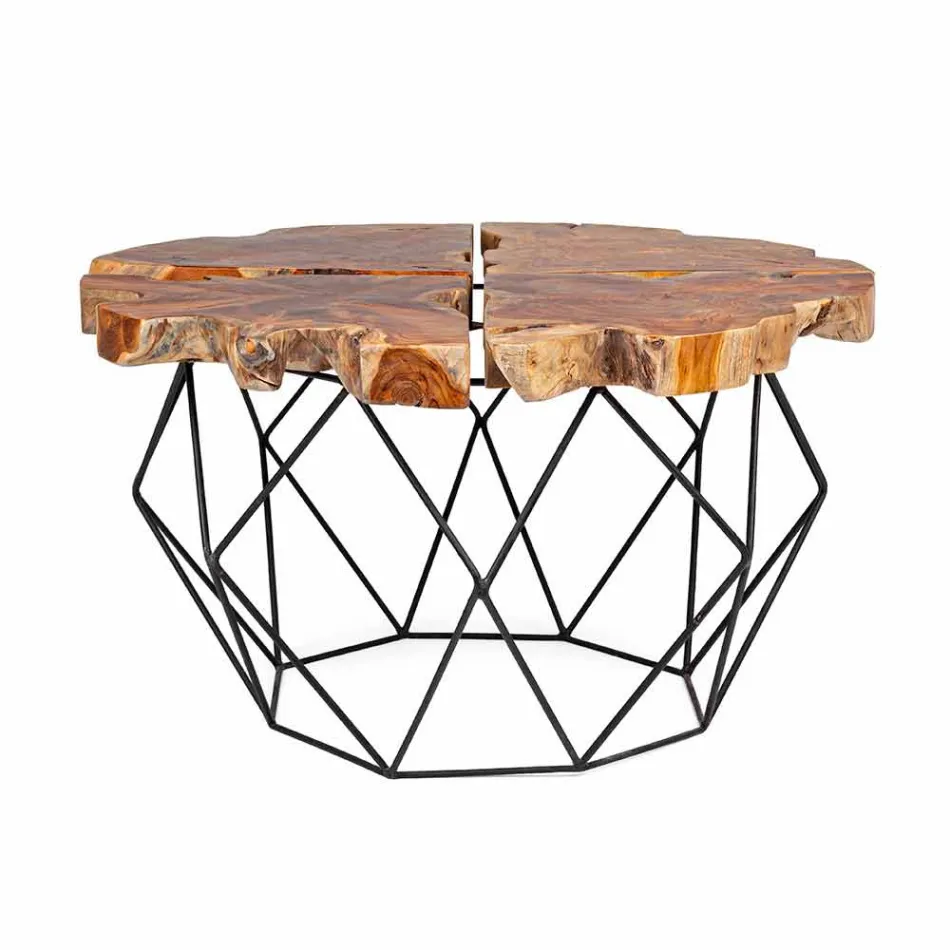 Homemotion Design Coffee Table with Teak Top - Grillo Viadurini