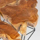 Homemotion Design Coffee Table with Teak Top - Grillo Viadurini