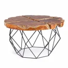 Homemotion Design Coffee Table with Teak Top - Grillo Viadurini