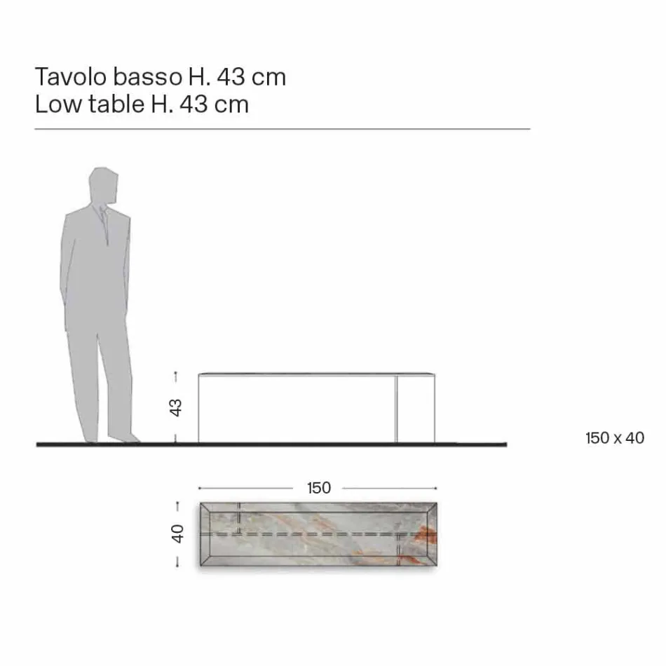 Design Coffee Table in Marble with Glass Base Made in Italy - Molino Viadurini