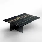 Design Coffee Table in Marble with Glass Base Made in Italy - Molino Viadurini