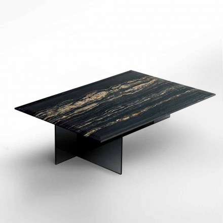 Design Coffee Table in Marble with Glass Base Made in Italy - Molino Viadurini