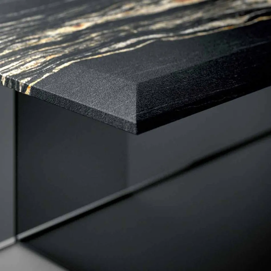 Design Coffee Table in Marble with Glass Base Made in Italy - Molino Viadurini