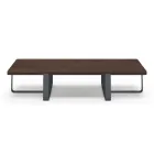 Luxury Coffee Table in Colored Metal and Wooden Top - Anacleto Viadurini