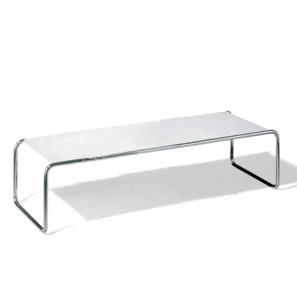 Coffee Table in Chromed Steel with Laminated Top Made in Italy - Ariete Viadurini