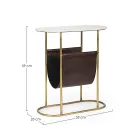 Coffee Table in Steel and Marble with Leather Magazine Rack - Aretone Viadurini