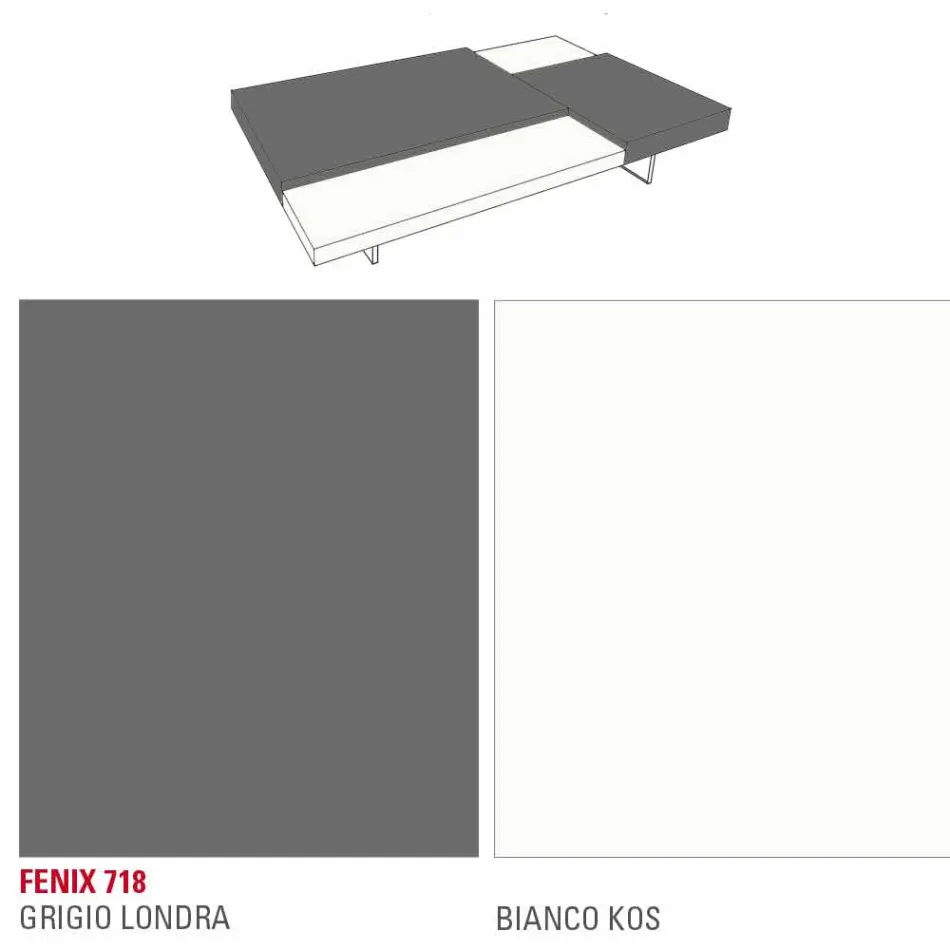 Fenix Coffee Table with Transparent Feet Made in Italy - Justin Viadurini