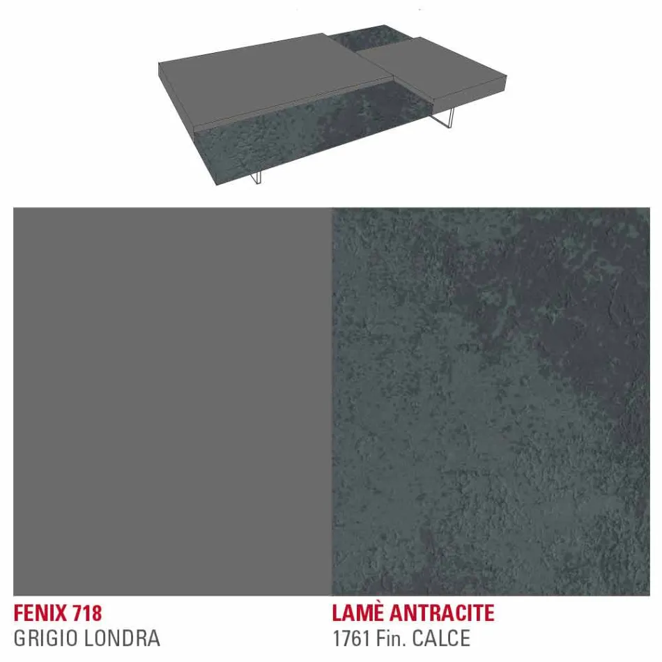 Fenix Coffee Table with Transparent Feet Made in Italy - Justin Viadurini