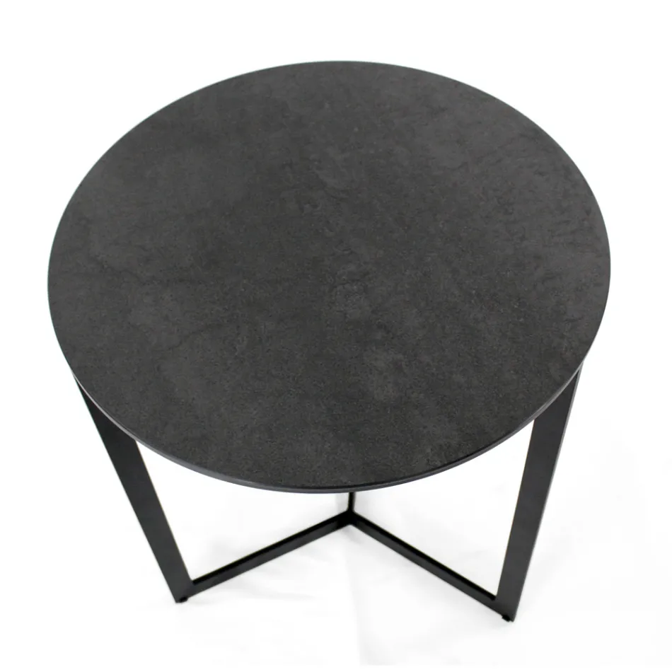 Stoneware Coffee Table with Steel Base Made in Italy - Aspira Viadurini