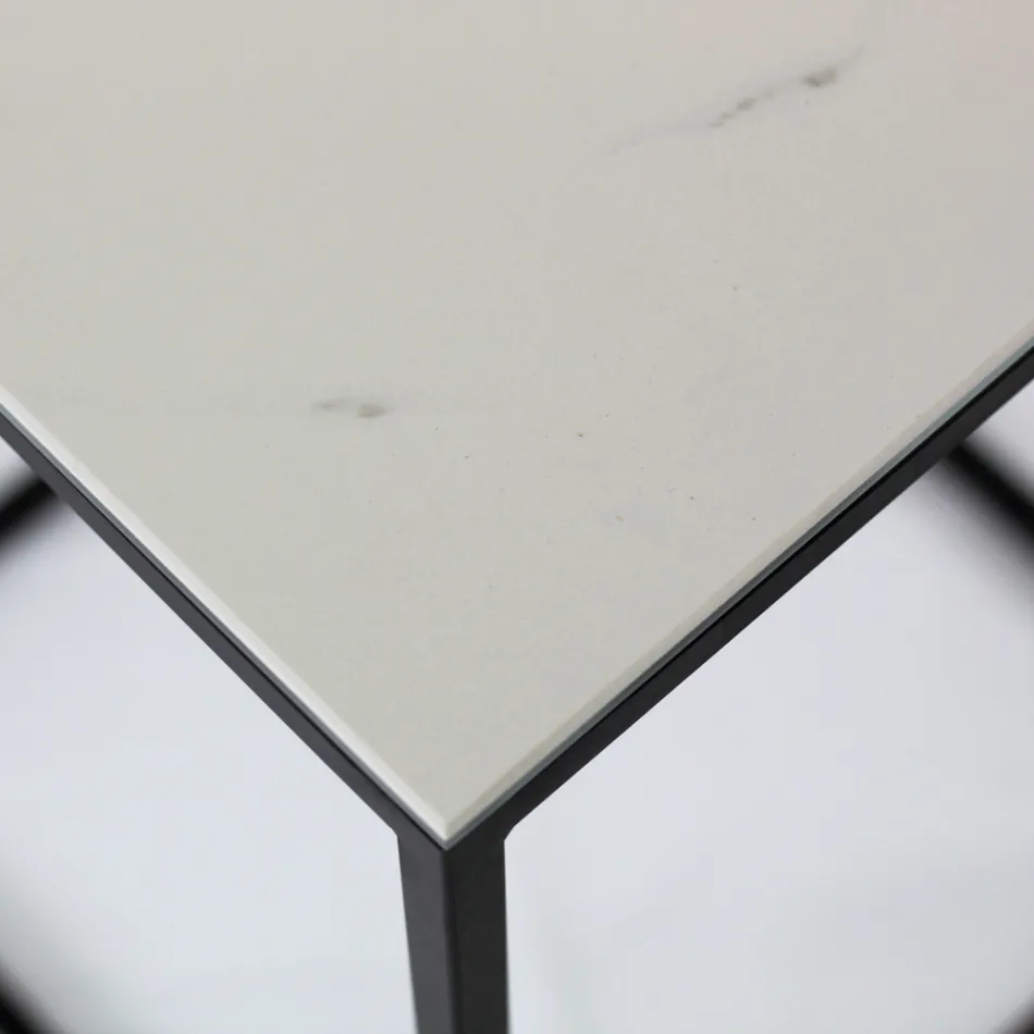 Stoneware Coffee Table and Steel Base Made in Italy - Birba Viadurini