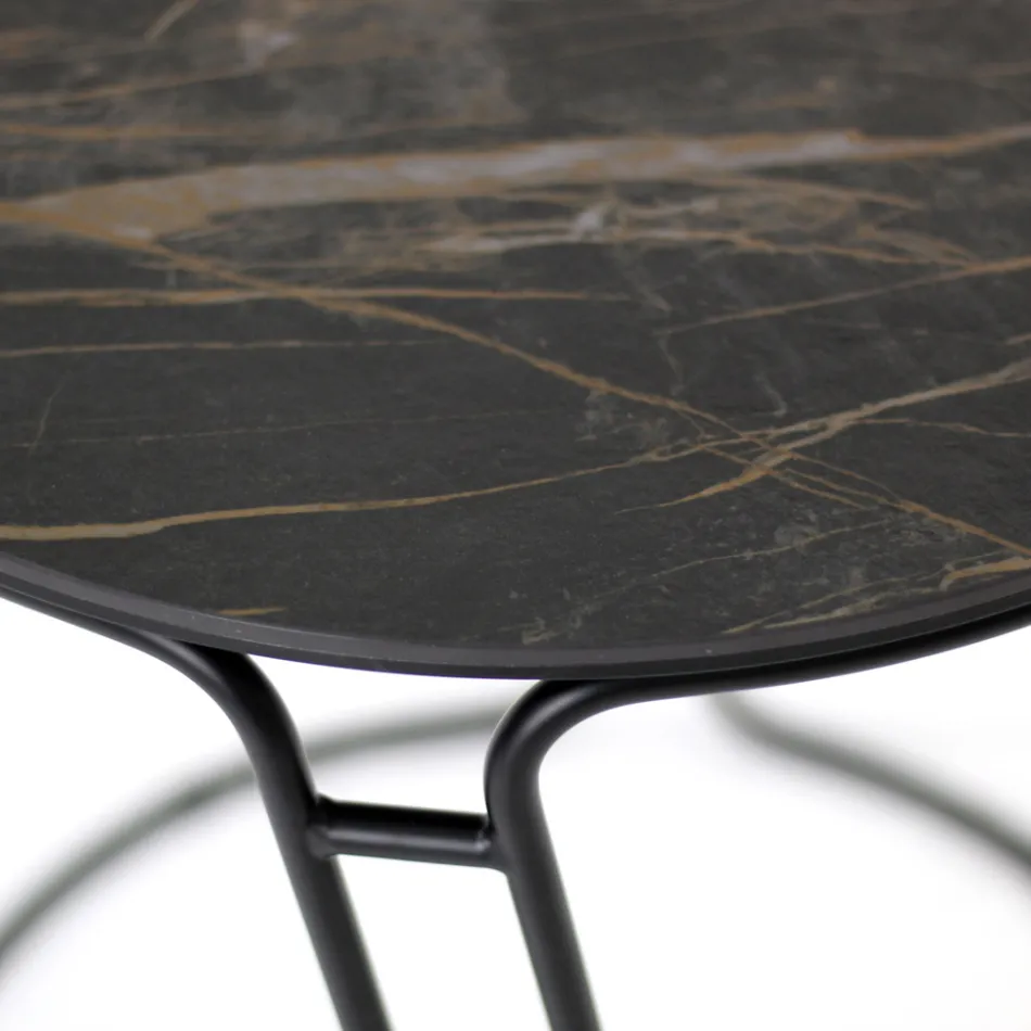 Coffee Table in Porcelain Grès and Round Base Made in Italy - Tullia Viadurini