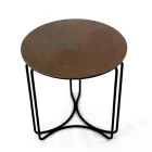 Coffee Table in Round Stoneware and Base with 3 Crescents Made in Italy - Arepa Viadurini