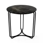 Coffee Table in Round Stoneware and Base with 3 Crescents Made in Italy - Arepa Viadurini
