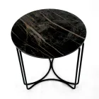 Coffee Table in Round Stoneware and Base with 3 Crescents Made in Italy - Arepa Viadurini