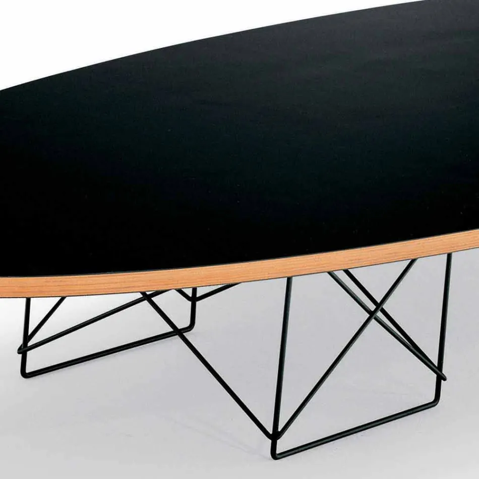Coffee Table in Black Laminate and Lacquered Steel Made in Italy - Persefone Viadurini