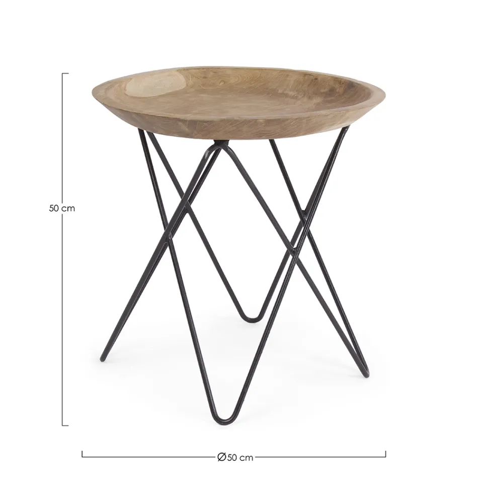 Coffee Table in Teak Wood and Steel Industrial Design - Stiletto Viadurini