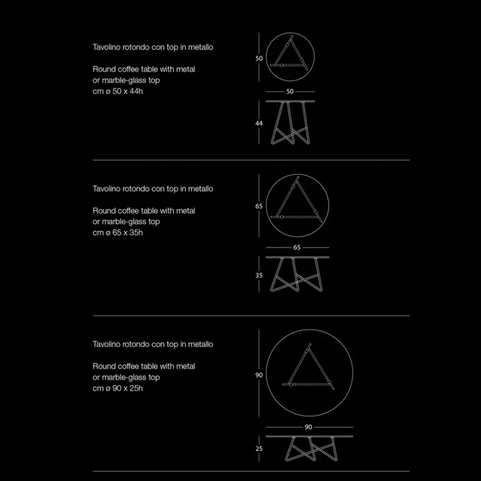 Coffee Table in Colored Metal and 3 Sizes, Made in Italy - Magali Viadurini