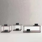 Metal Coffee Table with Crystal Tops Made in Italy - Fermio Viadurini