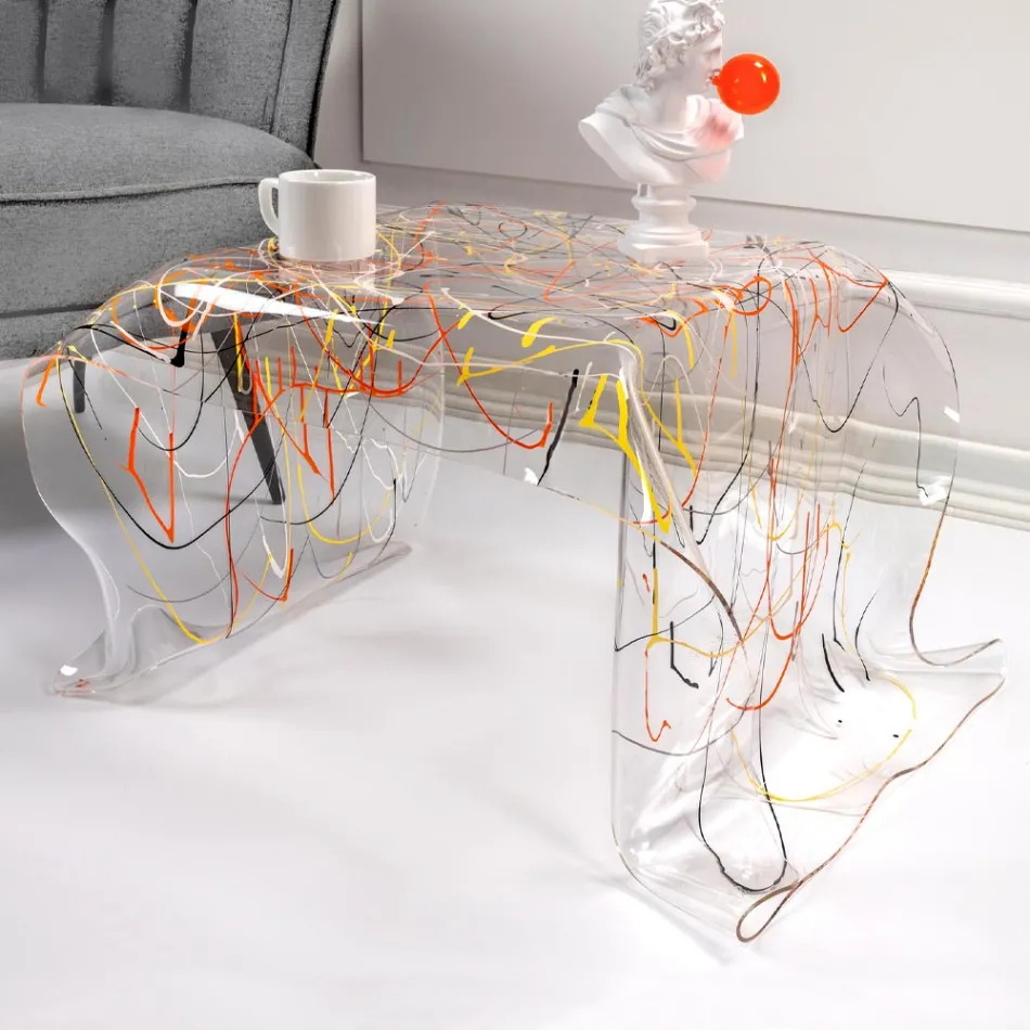Hand-Drapped Plexiglass Coffee Table Made in Italy - Pippo Viadurini