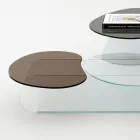 Glass Coffee Table with 3 Colored Shaped Tops - Dapy Viadurini