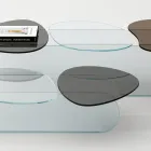 Glass Coffee Table with 3 Colored Shaped Tops - Dapy Viadurini