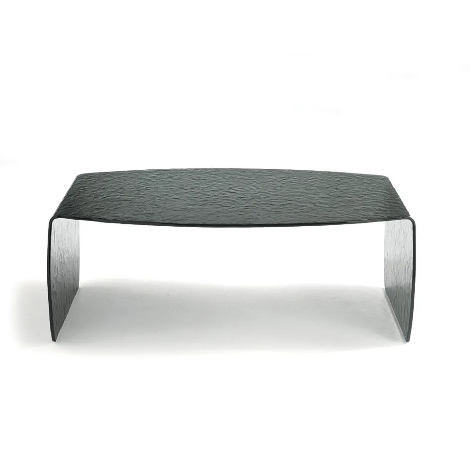 Francesca Curved Glass Coffee Table with Hammered Effect Made in Italy Viadurini