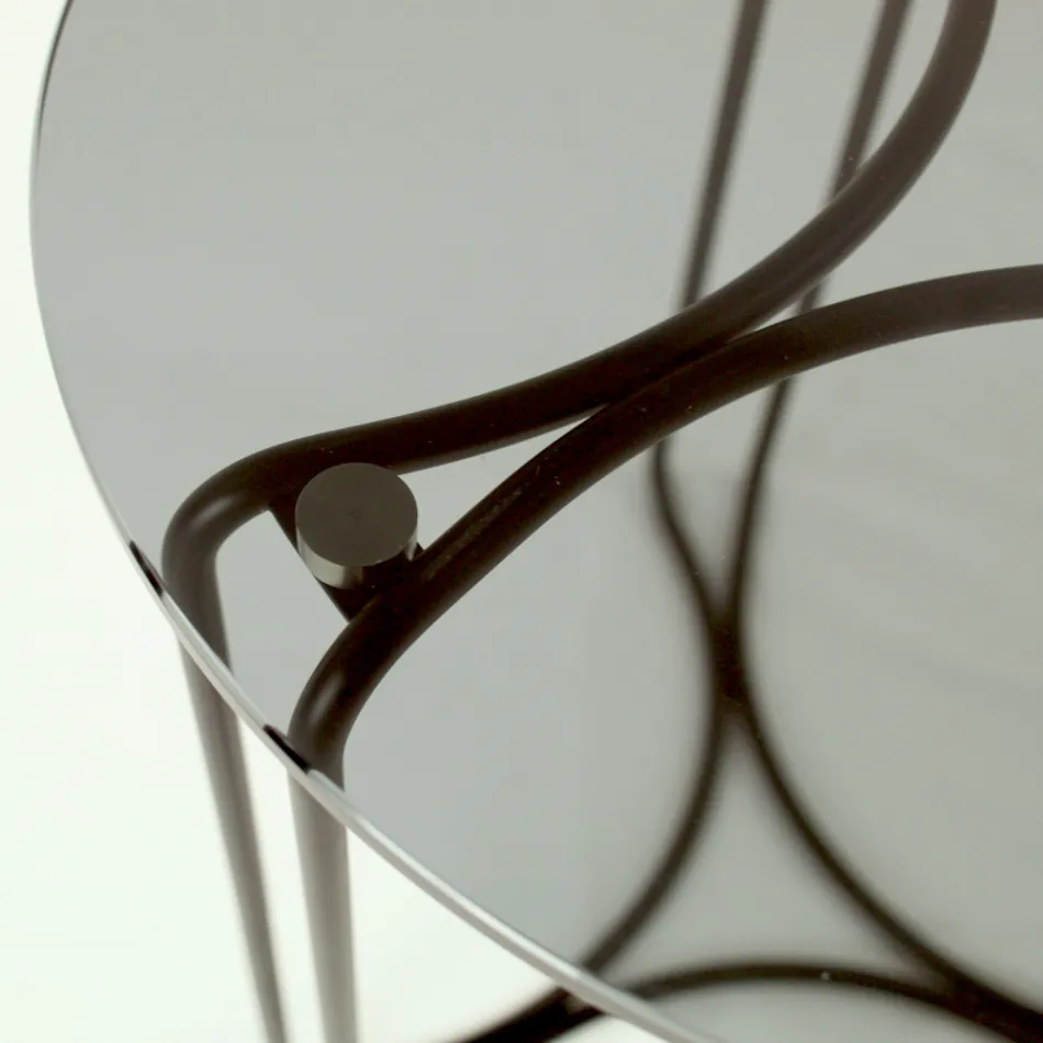 Glass Coffee Table and Base with 3 Crescents Made in Italy - Arepa Viadurini