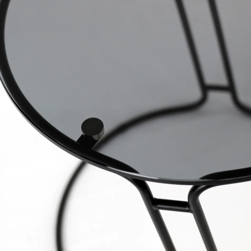 Glass Coffee Table and Round Base Made in Italy - Tullia Viadurini