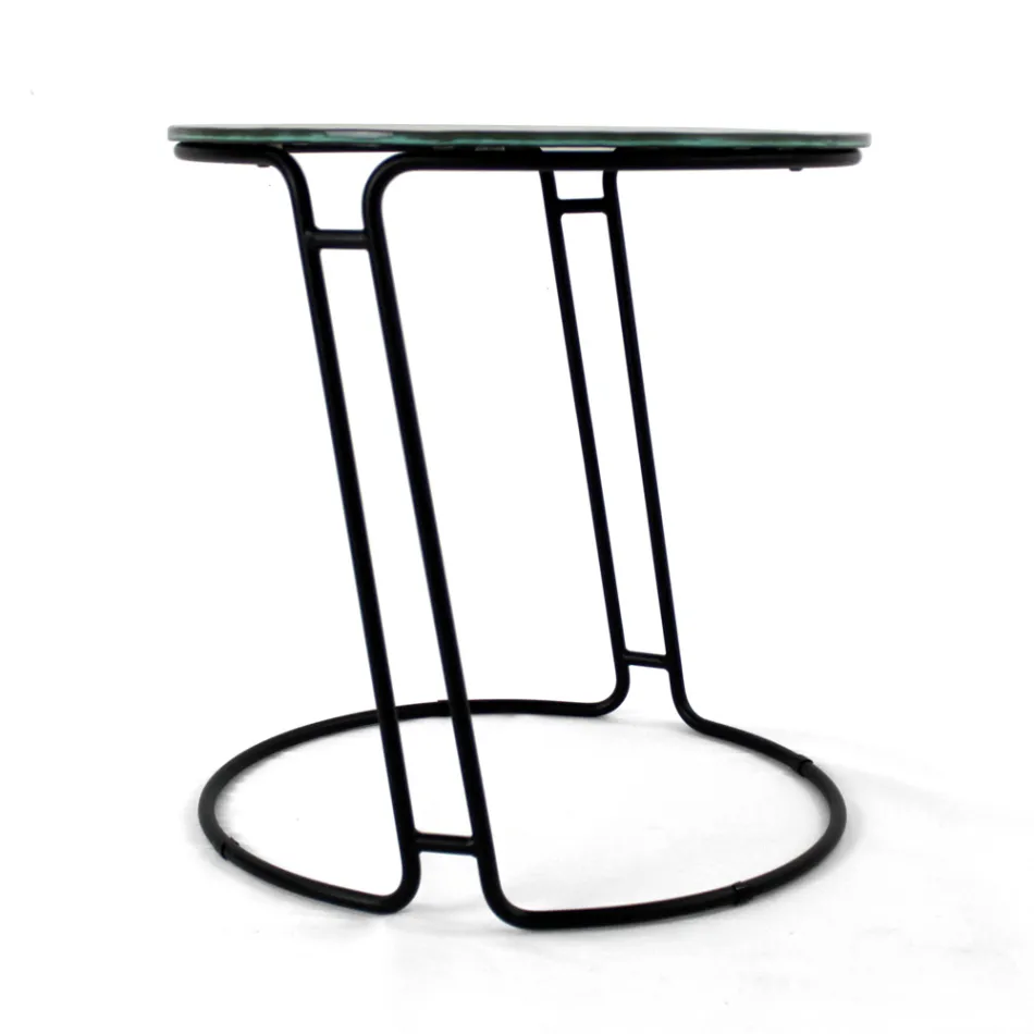 Glass Coffee Table and Round Base Made in Italy - Tullia Viadurini