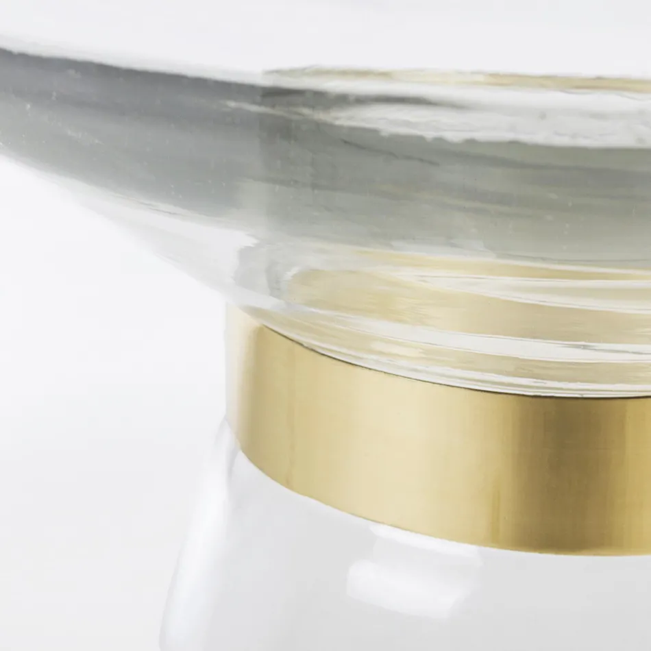 Coffee Table in Glass and Decor in Brass Plated Steel - Gabrio Viadurini