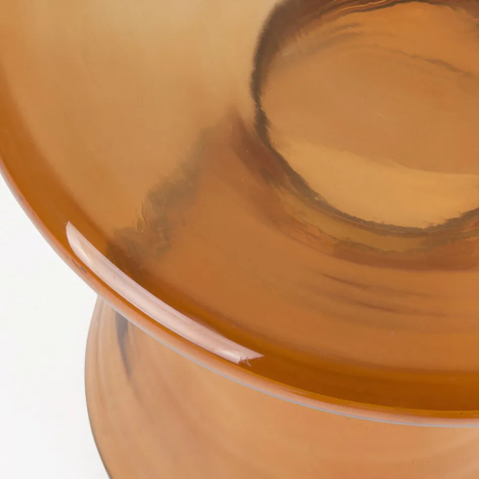 Coffee Table in Glass and Decor in Brass Plated Steel - Gabrio Viadurini