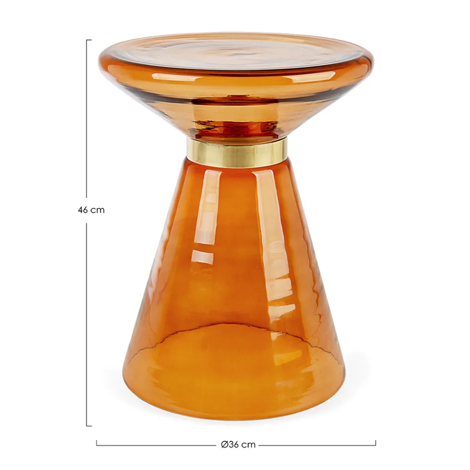 Coffee Table in Glass and Decor in Brass Plated Steel - Gabrio Viadurini