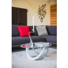Glass and White Iron or Slate Coffee Table Made in Italy - Olfeo Viadurini