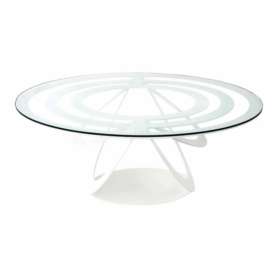 Coffee Table in Glass and White Iron or Slate Made in Italy - Olfeo Viadurini