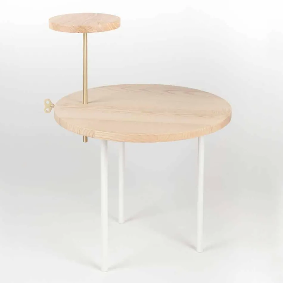 Modern Coffee Table with Round Ash Top Made in Italy - Velino Viadurini